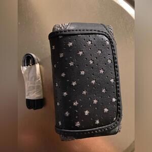 Black Star Patterned Wallet with Wrist Strap